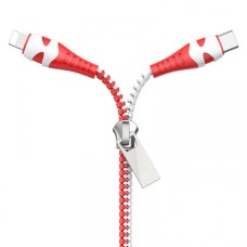 Кабель HOCO U97 2-in-1 Zipper charging cable для Lightning+Type-C 2,4A/0,96m. Red+white