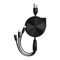 Кабель WiWU 3 in 1 Retractable Cable S01 (Black)