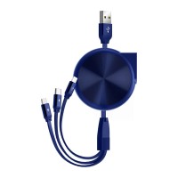 Кабель WiWU 3 in 1 Retractable Cable S01 (Blue)
