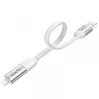 Кабель HOCO U87 Cool 2-in-1 Silicone charging cable для Lightning+Type-C 2,4A/0,2m. White