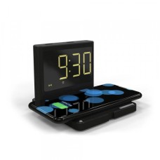Зарядний пристрій WIRELESS FAST CHARGE 15W/ Годинник/ Будильник + 2 USB Black