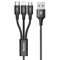 Кабель USB Baseus Halo Data 3in1 3.5A 1.2m чорний