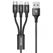 Кабель USB Baseus Halo Data 3in1 3.5A 1.2m чорний