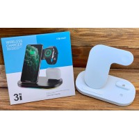 Бездротова зарядка стенд smart 3in1 fast 15w (phone+apple watch+airpods)