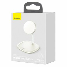 Бездротова зарядка MagSafe Baseus Swan Magnetic Desktop Bracket Wireless Charger 15W Біла (WXSW-02)