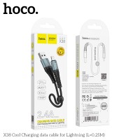 Кабель USB Hoco X38 Lightning Cool 2.4A 0.25m чорний