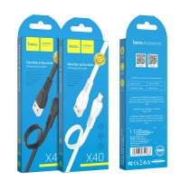 Кабель HOCO X40 Noah Lightning 2,4A/1m. White