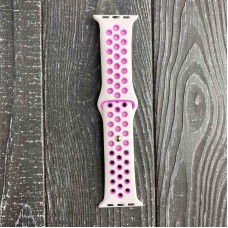Силіконовий ремінець Nike 42mm/44mm/45mm для Apple Watch (Білий з яскраво рожевим)