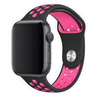 Силиконовый ремешок Nike 38mm / 40mm / 41mm для Apple Watch (Черный с розовым)