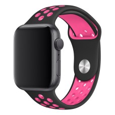 Силиконовый ремешок Nike 38mm / 40mm / 41mm для Apple Watch (Черный с розовым)