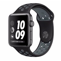 Силіконовий ремінець Nike 42mm / 44mm / 45mm для Apple Watch (Чорний з сірим)