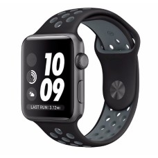Силіконовий ремінець Nike 42mm / 44mm / 45mm для Apple Watch (Чорний з сірим)