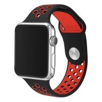 Силіконовий ремінець Nike 38mm/40mm/41mm для Apple Watch (Чорний з червоним)