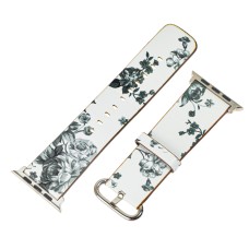 Ремінець для Apple Watch шкіра з квіткою 42mm/44mm/45mm біло-чорний