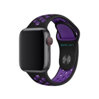 Силіконовий ремінець Nike 42mm / 44mm / 45mm Apple Watch (Чорний/фіолетовий)