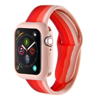 Силіконовий ремінець Триколірний 38mm / 40mm / 41mm для Apple Watch Redresberry/Pink