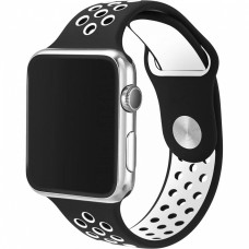 Силіконовий ремінець Nike 42mm/44mm/45mm для Apple Watch (Чорний з білим)