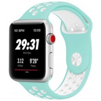 Силіконовий ремінець Nike 42mm / 44mm / 45mm для Apple Watch (Light cyan / white)