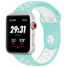 Силіконовий ремінець Nike 42mm / 44mm / 45mm для Apple Watch (Light cyan / white)