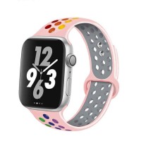 Силіконовий ремінець Nike 42mm/44mm/45mm для Apple Watch (Pink-rainbow)