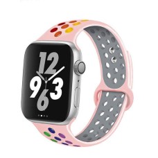 Силіконовий ремінець Nike 42mm/44mm/45mm для Apple Watch (Pink-rainbow)