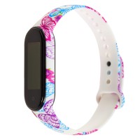 Ремінець для Xiaomi Mi Band 5 силіконовий кольорові метелики / білий