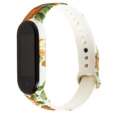 Ремінець для Xiaomi Mi Band 5 силіконовий зелене листя