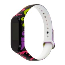 Ремінець для Xiaomi Mi Band 3/4 силіконовий чорний з орнаментом