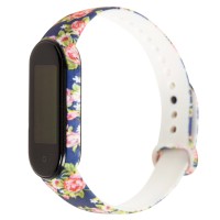 Ремінець для Xiaomi Mi Band 5 силіконовий blue-pink flowers