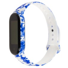 Ремінець для Xiaomi Mi Band 5 силіконовий синій візерунок / білий