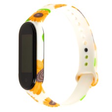 Ремінець для Xiaomi Mi Band 5 силіконовий оранжеві соняшники