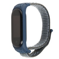Ремінець для Xiaomi Mi Band 5 Nylon blue navy / white