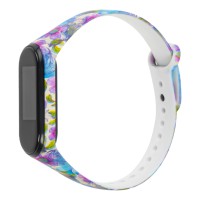 Ремінець для Xiaomi Mi Band 3/4 силіконовий "бузкові та блакитні квіти"