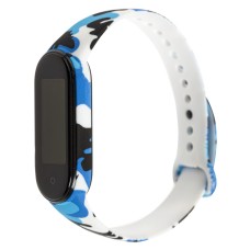 Ремінець для Xiaomi Mi Band 5 силіконовий хакі синій з білим