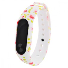 Ремінець для Xiaomi Mi Band 3/4 силіконовий "white-pink flowers"
