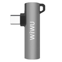 Перехідник WiWU ST05 Type C to Type C &amp; 3,5mm AUX Adapter (Silver)