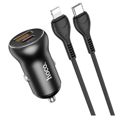 Автомобільний зарядний пристрій Hoco NZ5 Smooth road car charger Type-C to Lightning 30W Black