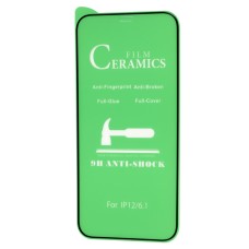 Захисне скло для iPhone 12/12 Pro ceramics anti-shock чорне (OEM)