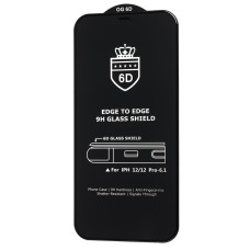 Захисне скло 6D для iPhone 12/12 Pro OG Crown (сітка) чорне