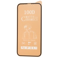 Захисне скло для iPhone 12 / 12 Pro ceramics 100D мат чорне (OEM)