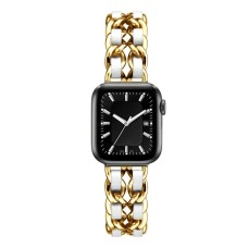 Ремінець Chanel Leather для Apple Watch 38mm / 40mm / 41mm Gold / White