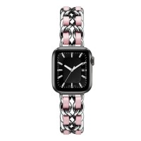 Ремінець Chanel Leather для Apple Watch 38mm / 40mm / 41mm Silver / Pink