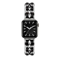 Ремінець Chanel Leather для Apple Watch 38mm / 40mm / 41mm Silver / Black