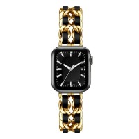Ремінець Chanel Leather для Apple Watch 38mm / 40mm / 41mm Gold / Black