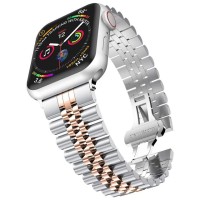 Ремінці Apple Watch Steel Band 5 Beats 38mm / 40mm / 41mm silver-rose gold