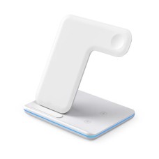 Бездротова зарядка стенд smart 3in1 NEW All WIRELESS fast 15w (phone+apple watch+airpods) White