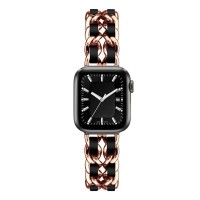 Ремінець Chanel Leather для Apple Watch 42mm / 44mm / 45mm Rose Gold / Black