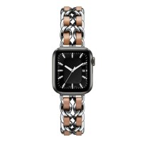 Ремінець Chanel Leather для Apple Watch 38mm / 40mm / 41mm Silver / Brown