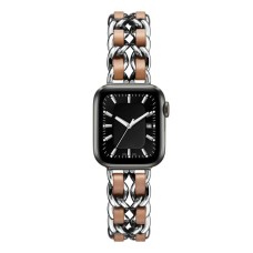 Ремінець Chanel Leather для Apple Watch 42mm / 44mm / 45mm Silver / Brown