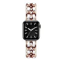 Ремінець Chanel Leather для Apple Watch 42mm / 44mm / 45mm Rose Gold / White